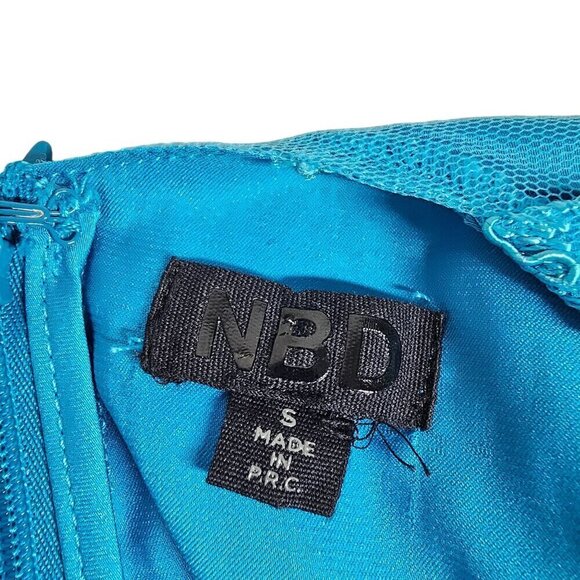 NBD Revolve Plunge V-Neck Lace Slip Cocktail Mini Dress Low Back Blue Small - Picture 7 of 12